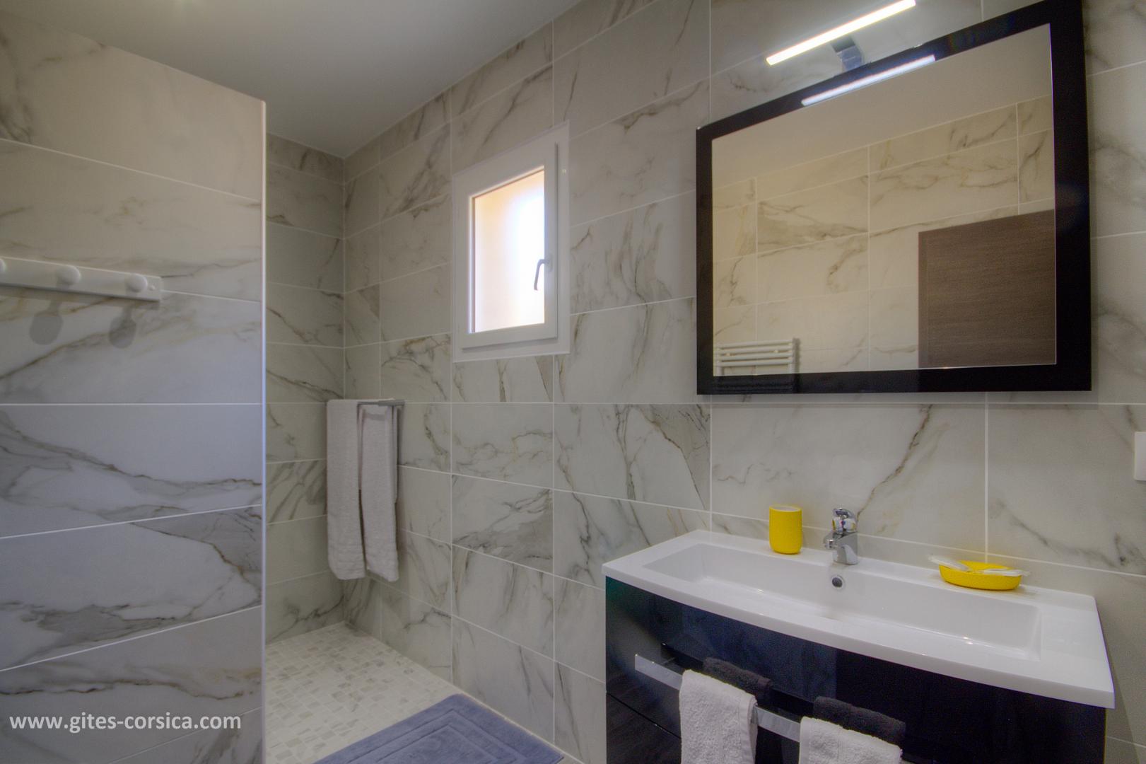 Chambres d'hôtes à Calacuccia, Centre Corse, Haute-Corse, labellisées Gîtes de France : la salle d'eau de la chambre Ninu photo 15